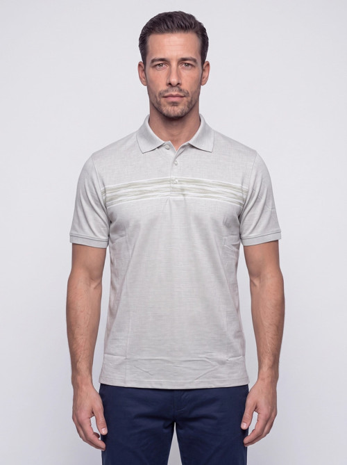 Açık Yeşil Mikro Desenli Regular Fit Erkek Polo Yaka Tişört