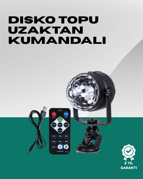7 Farklı Aydınlatma Modu ve Ses Sensörlü Disko Topu Lambası