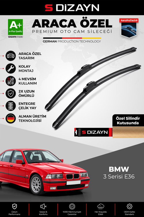 BMW 3 Serisi E36 Ön Cam Silecek Seti 1990-2000 Premium Araca Özel 53-50 Cm A+ Kalite