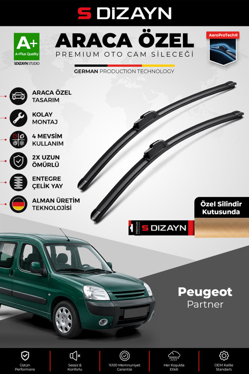 Peugeot Partner M49 Ön Cam Silecek Seti 1996-2008 Premium Araca Özel 55-55 Cm A+ Kalite