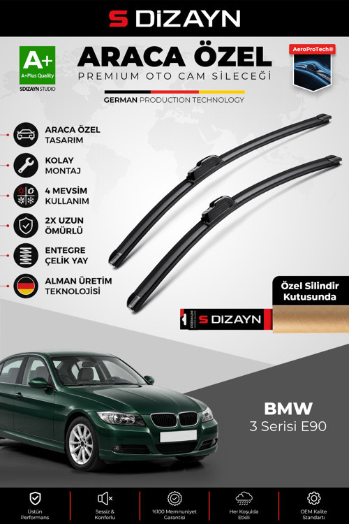 BMW 3 Serisi E90 Ön Cam Silecek Seti 2005-2009 Premium Araca Özel 60-48 Cm A+ Kalite