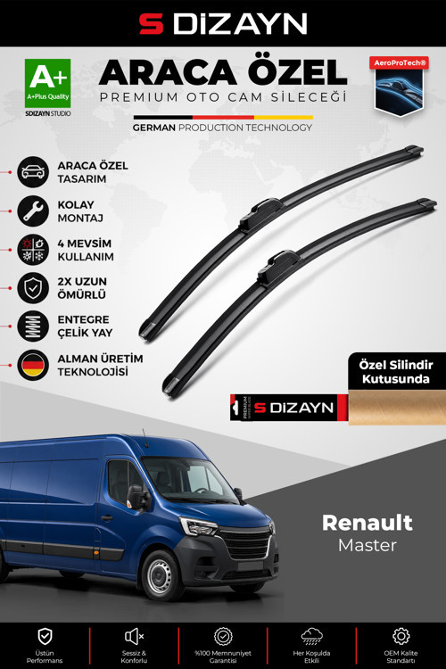 Renault Master Ön Cam Silecek Seti 2010-2024 Premium Araca Özel 65-65 Cm A+ Kalite