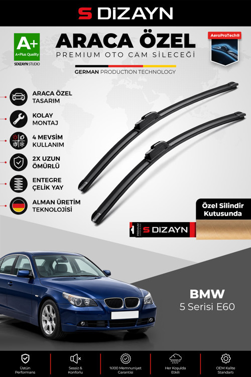 BMW 5 Serisi E60 Ön Cam Silecek Seti 2003-2010 Premium Araca Özel 60-60 Cm A+ Kalite