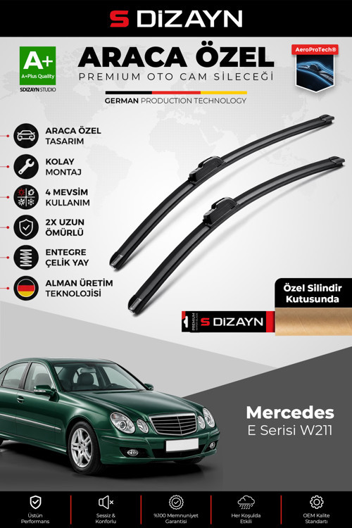 Mercedes E Serisi W211 Ön Cam Silecek Seti 2002-2009 Premium Araca Özel 65-65 Cm A+ Kalite