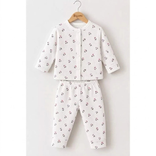 Hassas Ciltlere Özel Nikelsiz Çıtçıt Korumalı %100 Pamuklu Nefes Alan Bebek Pijama Takımı (3-