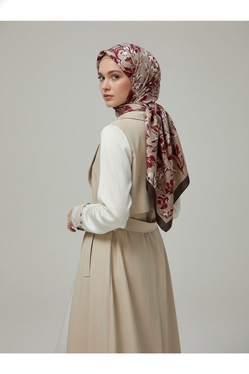 Çiçek Motifli Floral Desenli Özel Tasarım Şal