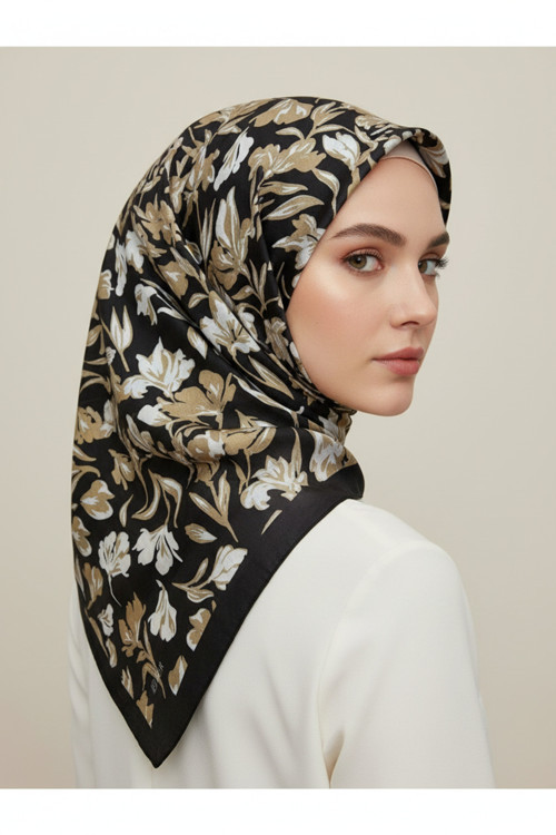 Çiçek Motifli Floral Desenli Özel Tasarım Şal