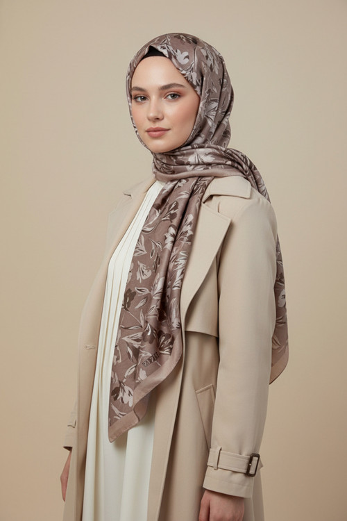 Çiçek Motifli Floral Desenli Özel Tasarım Şal