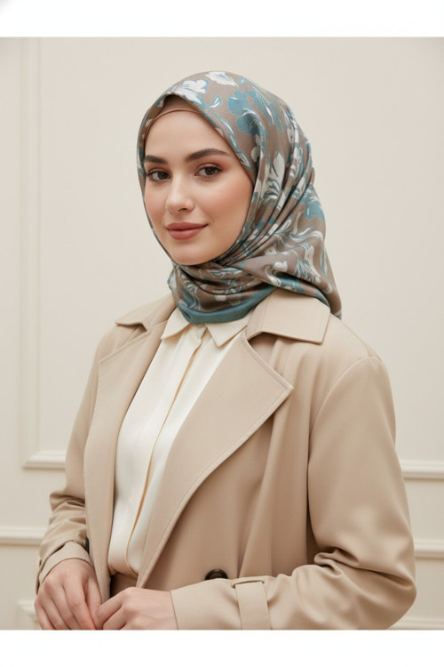 Çiçek Motifli Floral Desenli Özel Tasarım Şal