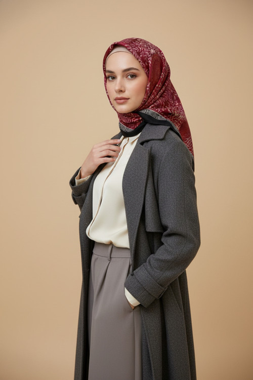 Premium – Geometrik ve Floral Desenli Özel Koleksiyon Şal