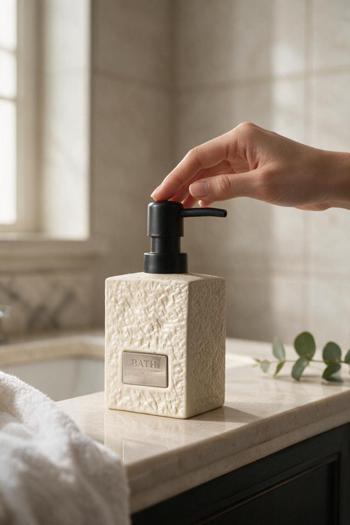Stoneware Sıvı Sabunluk Mat Krem 48972
