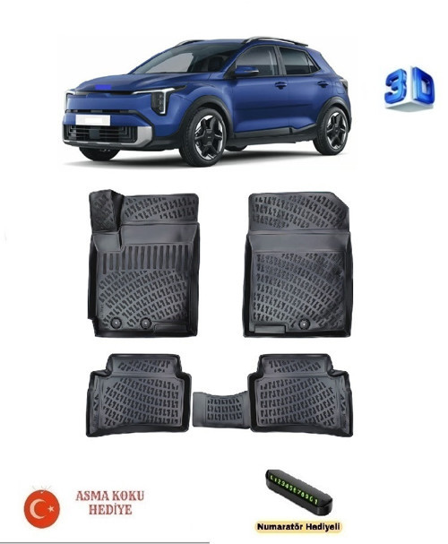 Kia Stonic 2017 Sonrası Uyumlu 3D Havuzlu Paspas ASMA KOKU VE NUMARATÖR HEDİYELİ