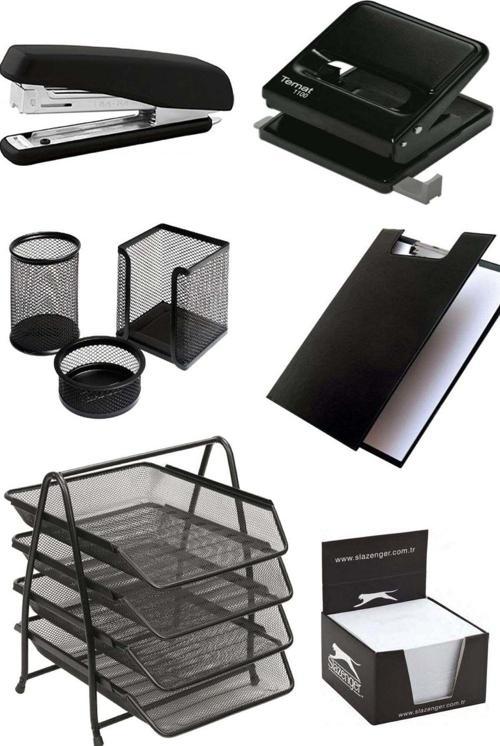 Evrak Rafı Metal 4'lü Mekanizma Perfore 3'lü Set Ve Zımba Makinası Ergonomik Tasarım Kaneks
