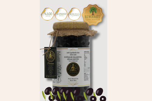 Premium Özel Edremit Siyah Zeytin Gurme Sele İri Boy (Large) 950 g - Geleneksel Salamura, Kaliteli ve Doğal