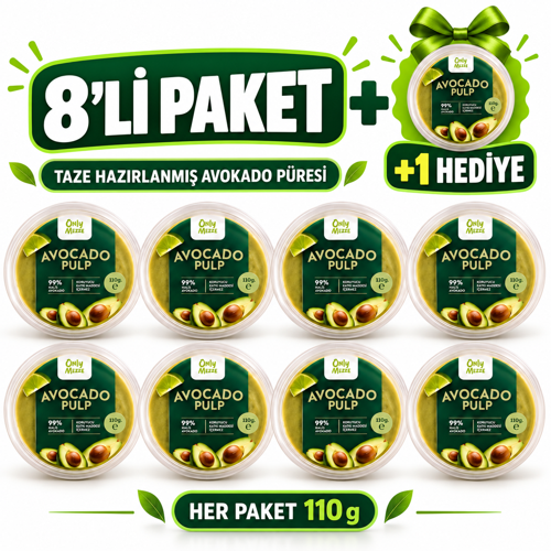 Only Mezze Avokado Püresi 8×110 g + 1 Adet 110 g Hediye