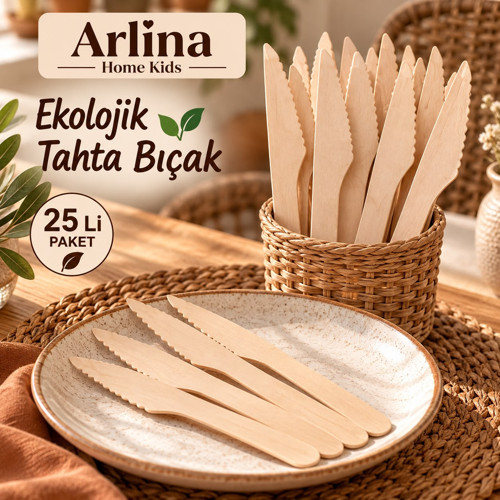 16 CM Ekolojik Tahta Bıçak 25 li