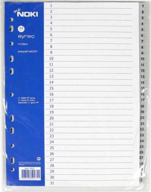 A4 Pp Ayraç 1-31 Rakam