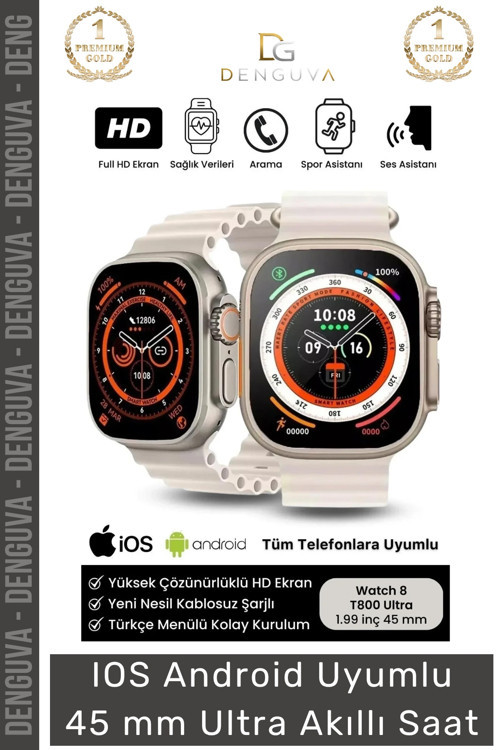 Watch 8 Ultra Series Ios Android Uyumlu Spor Sağlık Sensörlü 45mm Ultra Akıllı Saat