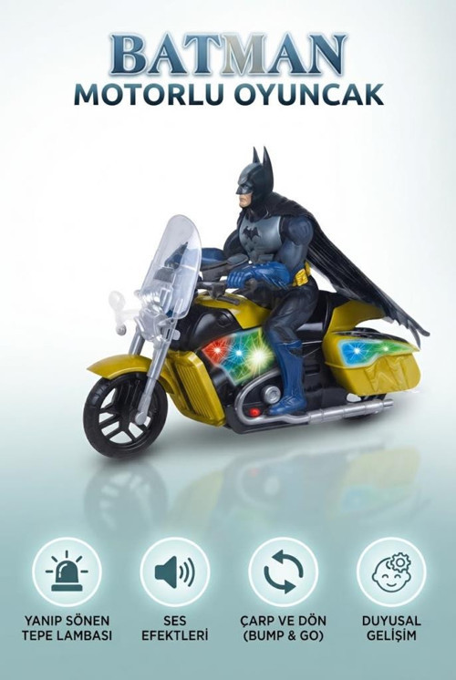 Süper Kahraman Batman Motorlu Işıklı Sesli Çarp Dön Mekanizmalı 18 Cm Gerçekçi Detaylı Oyuncak