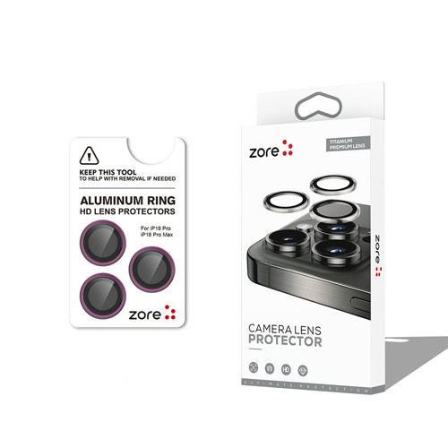 iPhone 18 Pro Max Kamera Lens Koruyucu CL-12 Premium Safir Parmak İzi Bırakmayan Anti-Reflective Kırmızı