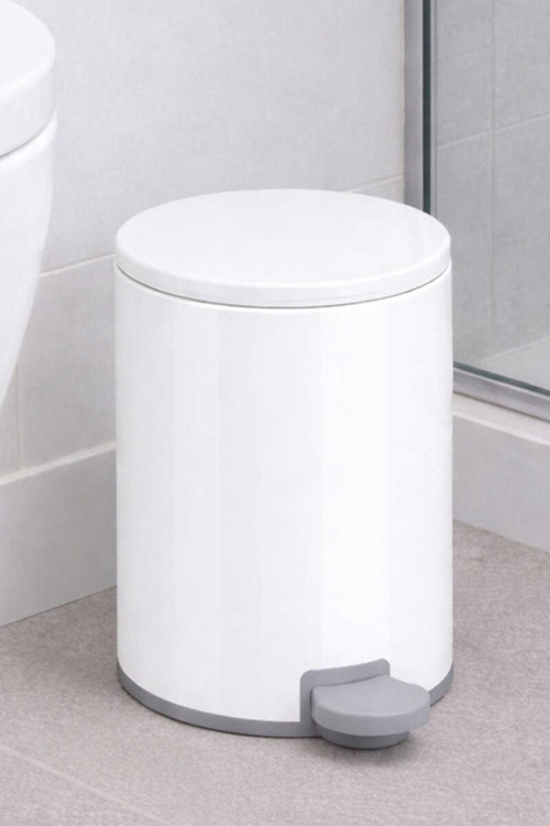 Cigo Çelik Çöp Kovası 3 Litre Mutfak - Banyo - Ofis Mat Beyaz Metal