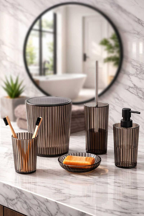 Ridge 5li Banyo Seti Siyah - Şeffaf Renk