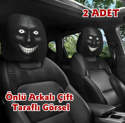 Korkunç Yüz-2 Çift Taraflı Dekoratif Oto Başlık Kılıfı/Maske 2'li