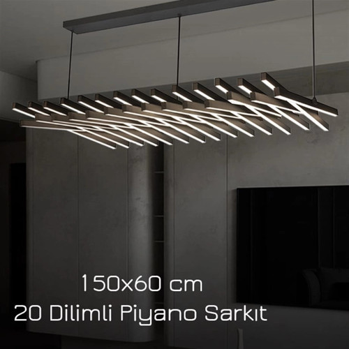 Piyano Siyah Günışığı Ledli Sarkıt Avize & Piyano Avize - Ledli Avize