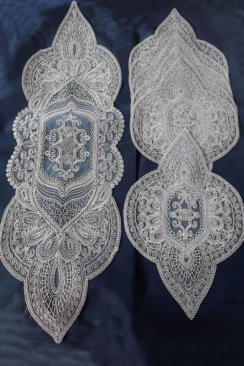 Supla Runner Seti Sunumluk Kordone Nakışlı Modern Amerikan Servis Takımı 6 Kişilik Set - Gri