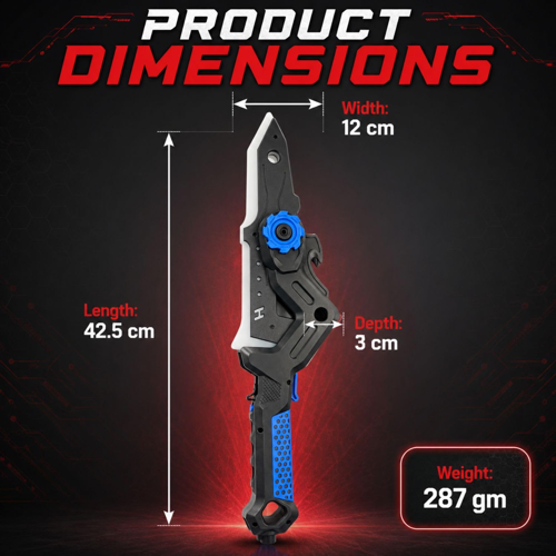 2'si 1 Arada Dönüşebilen Işıklı ve Sesli Oyuncak Kılıç Balta – 42,5 CM LED'li Sis Püskürtmeli USB-C Şarjlı