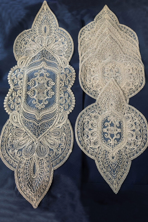 Supla Runner Seti Sunumluk Kordone Nakışlı Modern Amerikan Servis Takımı 6 Kişilik Set - Kahve