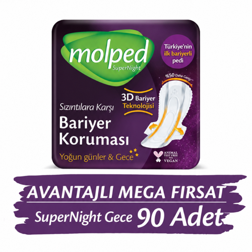 Supernight Mega Hijyenik Ped Gece 30 lu x 3 Adet