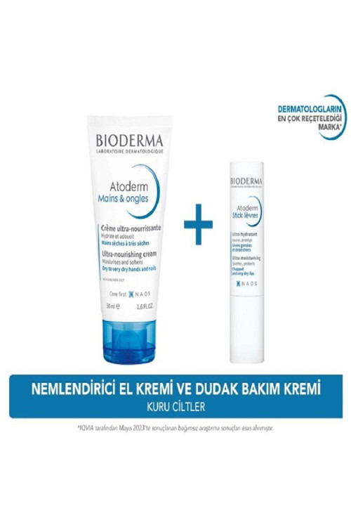 Atoderm Hand Nail Cream 50 Ml + Atoderm Lip Stick 4 Gr