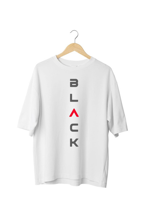 Black Özel Baskılı Oversize Tshirt