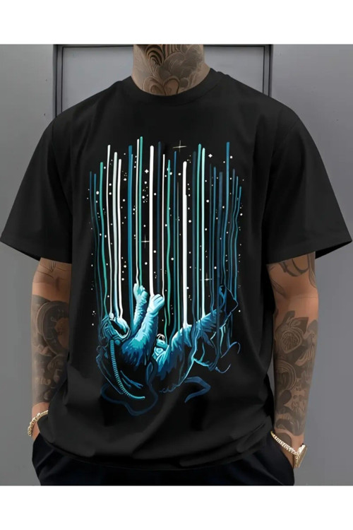 Astronot 2 Baskılı Özel Tasarım Oversize Tshirt