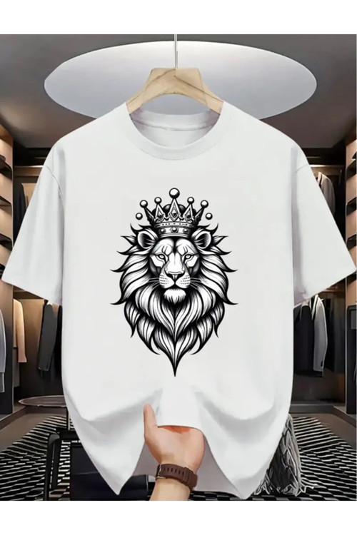 Aslan Baskılı Özel Tasarım Oversize Tshirt