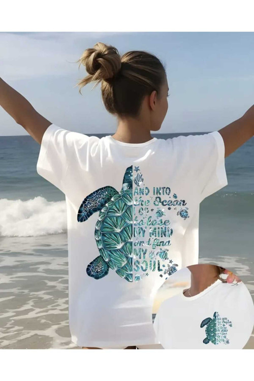 Kaplumbağa Baskılı Özel Tasarım Oversize Tshirt