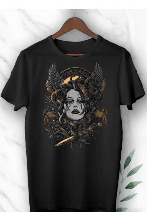 Medusa Baskılı Özel Tasarım Oversize Tshirt