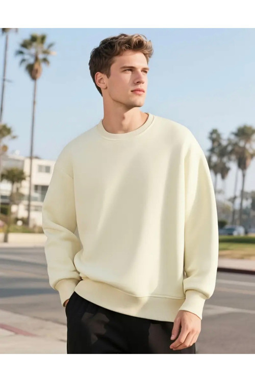 Baskısız 3İplik Şardonlu Kumaş Oversize Sweatshirt