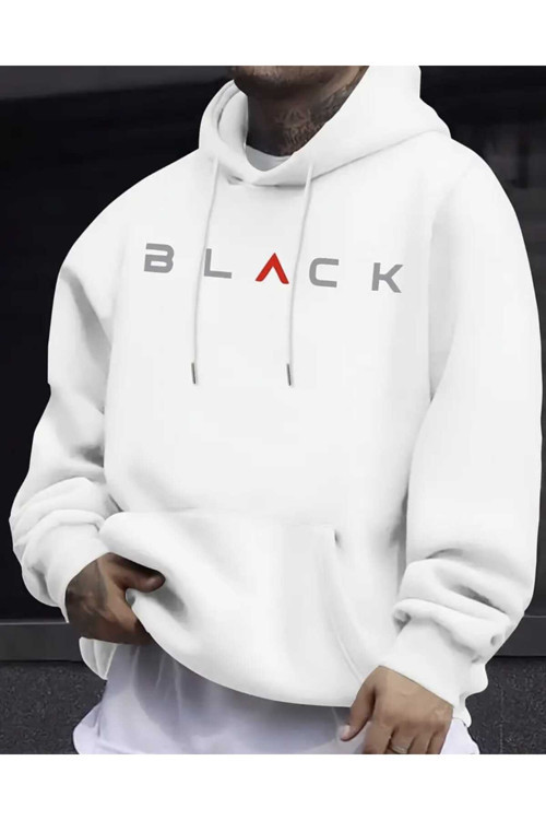 Black Baskılı Özel Tasarım Kapişonlu Oversize Sweatshirt