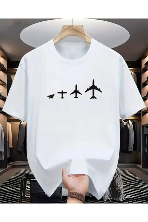 Uçak Baskılı Özel Tasarım Oversize Tshirt