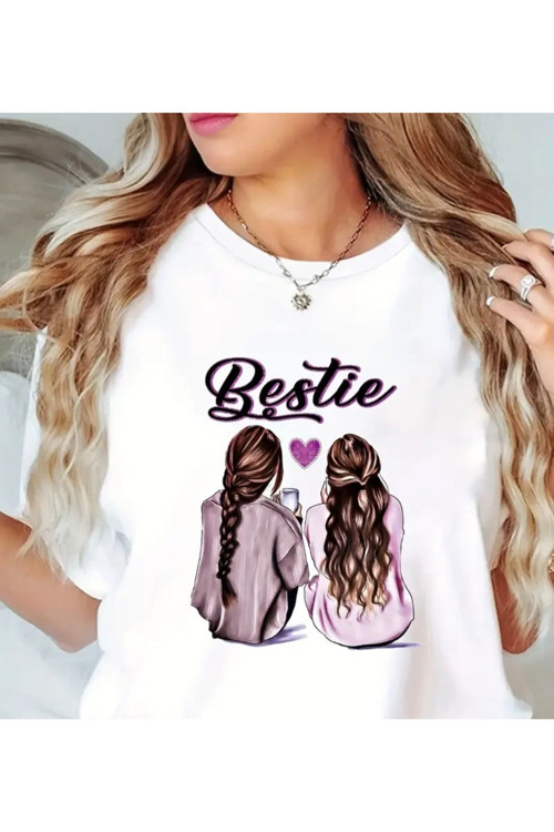Bestie Özel Baskılı Oversize Tshirt