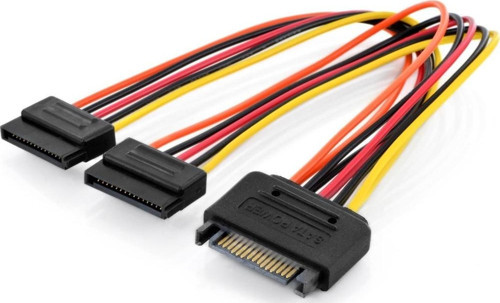 AK-430405-003-M Dahili Y-Güç Kaynağı Kablosu Erkek/Dişi/Dişi 0.3 Metre Sata 15-Pin - 2 X Sat