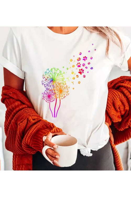 Pembe Çiçek Baskılı Özel Tasarım Oversize Tshirt