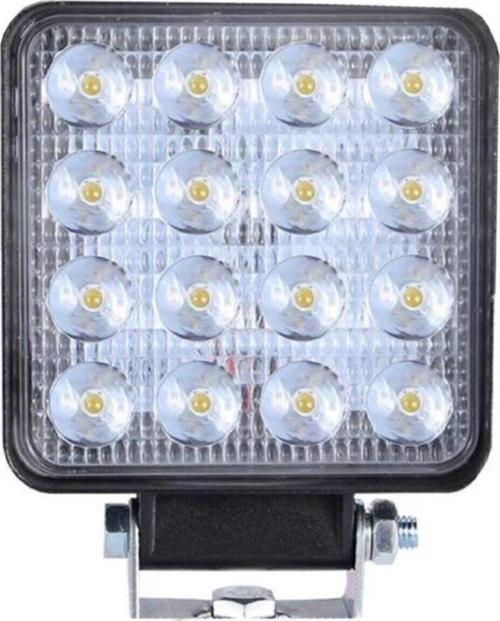 48W Cre Power Led Üniversal Kare Sis Lambası 16 Ledli Siyah