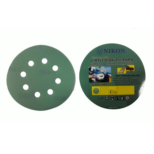 Mey İthalat® Nikon 52035 Kırılmaz Yeşil Cırt Zımpara 125X60 Kum 8 Delikli