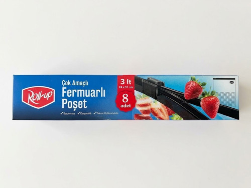 ŞeyliŞeyler - Roll-up Çok Amaçlı Fermuarlı Poşet 3 Lt (24x31 cm) - 40 Adet 5 Paket