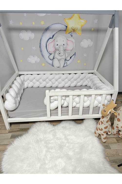 Yeni Nesil Peluş Kumaş 500 Cm 4 Lü Örgü Koruma Modeli (90X190 Montessori Yatak Kapı Boşluğu Açık)
