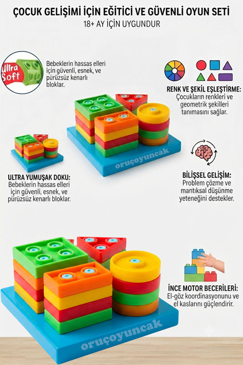 Oyuncak Eğitici Yumuşak Geometri Şekiller Set