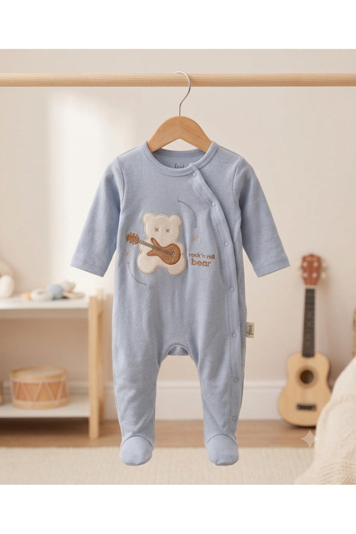 0/9 Ay Bebek Tulum Pamuklu Mevsimlik Terleme Yapmaz Nakışlı Yenidoğan Bebek Tulumu